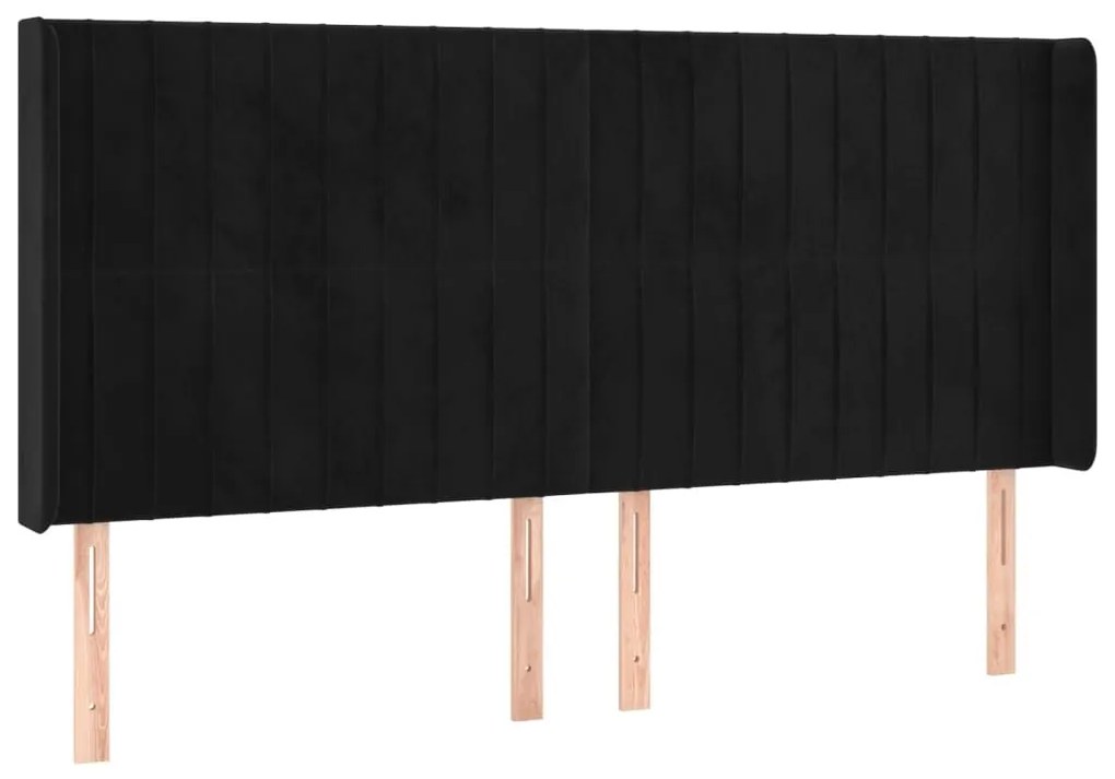Κεφαλάρι με Πτερύγια Μαύρο 183x16x118/128 εκ. Βελούδινο - Μαύρο