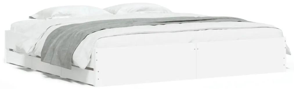 vidaXL Πλαίσιο Κρεβατιού με Συρτάρια Λευκό 200x200 εκ Επεξεργ. Ξύλο