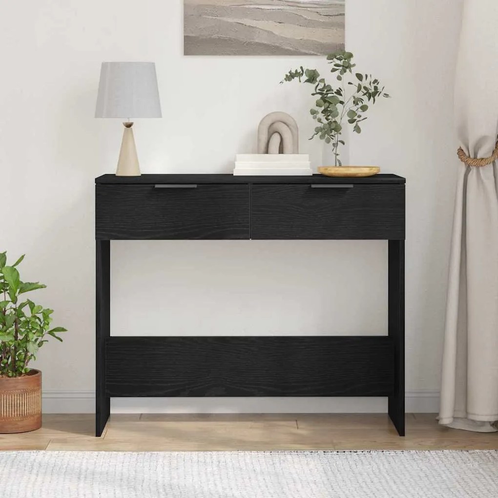 vidaXL Τραπέζι κονσόλας Μαύρη δρυς 90 x 36 x 75 εκ. Επεξεργασμένο ξύλο