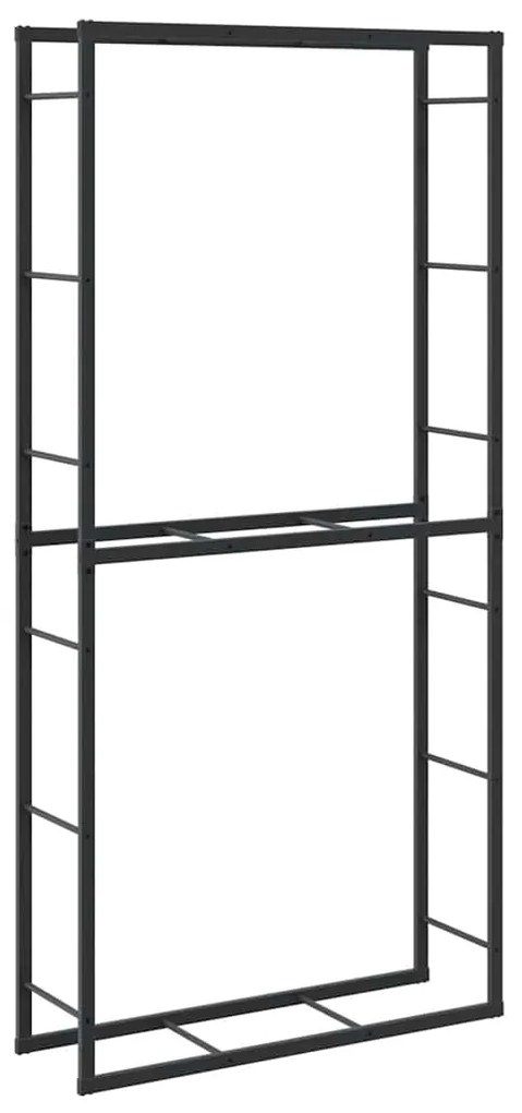 vidaXL Ράφι για καυσόξυλα Μαύρο 100x30x209 cm Χάλυβας