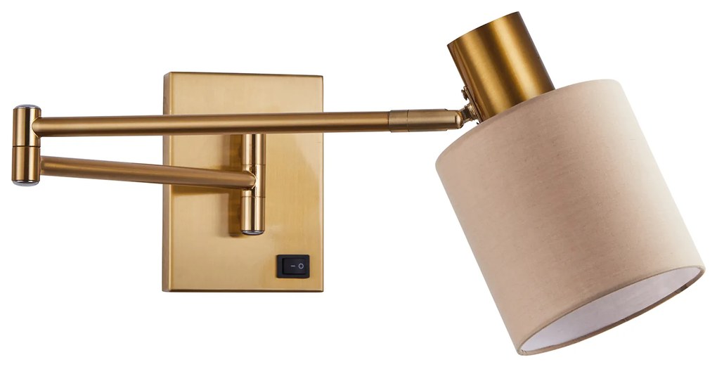 SE21-NM-52-SH3 ADEPT WALL LAMP Gold Matt Wall lamp with Switcher and Brown Shade+