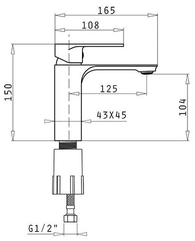 Μπαταρία νιπτήρα Arona Χρωμέ 4.5x13x15 εκ.