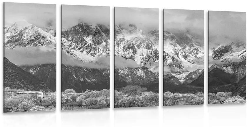 Εικόνα 5 μερών μοναδικό ορεινό τοπίο σε ασπρόμαυρο - 100x50