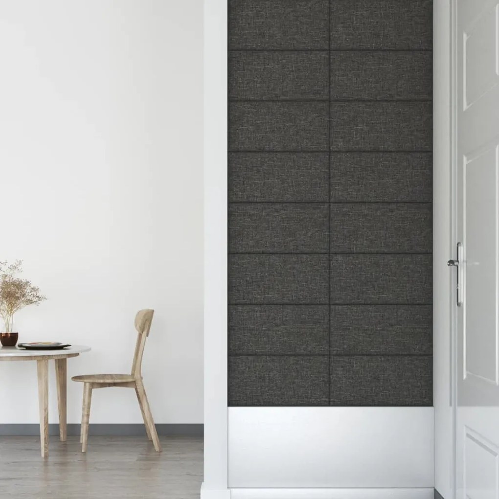vidaXL Πάνελ Τοίχου 12 τεμ. Σκούρο Γκρι 60 x 30 εκ. 2,16 μ² Υφασμάτινα