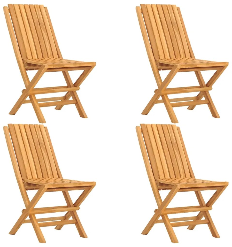 vidaXL Καρέκλες Κήπου Πτυσσόμενες 4 τεμ. 47x47x89 εκ. Μασίφ Ξύλο Teak