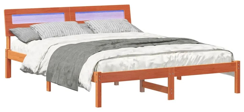 vidaXL Σκελετός Κρεβατιού Καφέ κεριού 160 x 200 cm Μασίφ ξύλο πεύκου