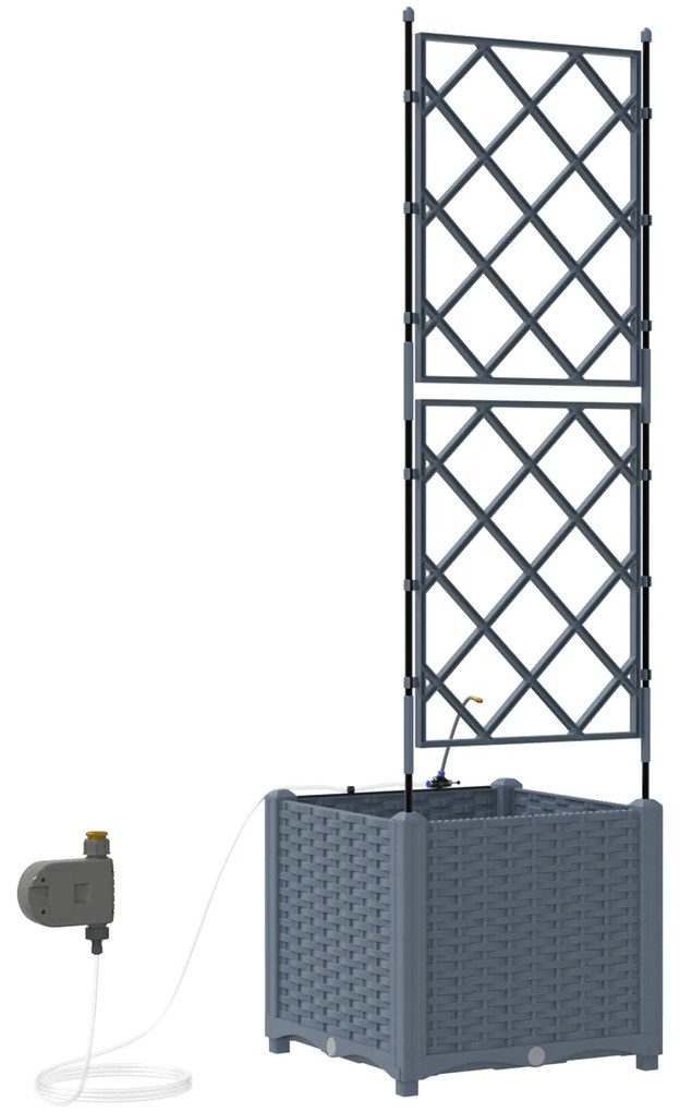 vidaXL Γλάστρες Κήπου 1 τεμ Ανοιχτό γκρι 40 x 40 x 142 cm Πλαστικό