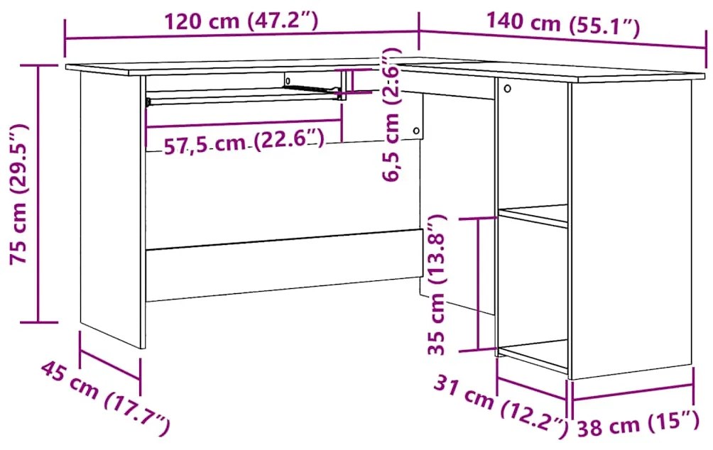 ΓΡΑΦΕΙΟ ΓΩΝΙΑΚΟ ΠΑΛΙΟ ΞΥΛΟ 120X140X75 ΕΚ. ΕΠΕΞΕΡΓΑΣΜΕΝΟ ΞΥΛΟ 855900