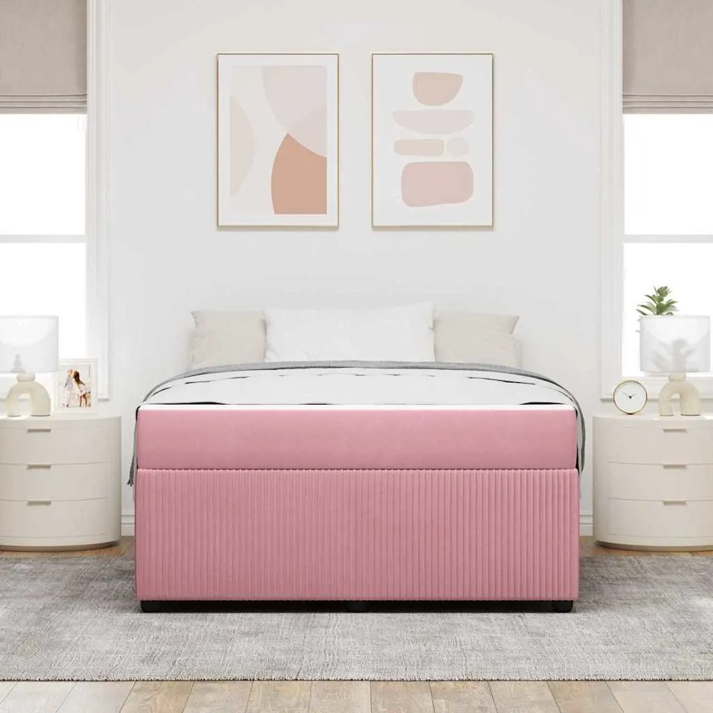 vidaXL Σκελετός κρεβατιού με στρώμα Άλλο Ροζ 140 x 200 cm Βελούδο