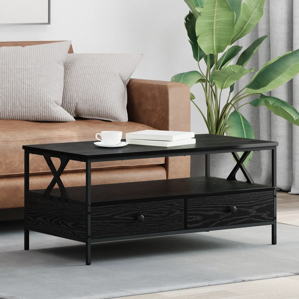 vidaXL Τραπεζάκι σαλονιού with Drawer Μαύρη δρυς 100 x 51 x 45 cm