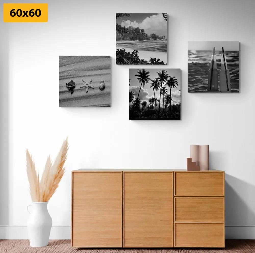 Σετ φωτογραφιών διακοπές δίπλα στη θάλασσα σε μαύρο & άσπρο - 4x 40x40