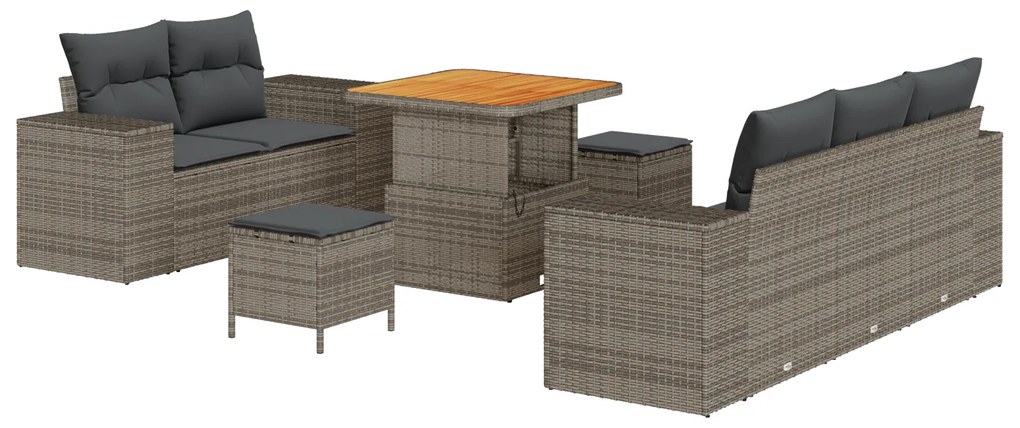 vidaXL Σετ Καναπέ Κήπου 8 pcs Γκρι συνθετικό ρατάν