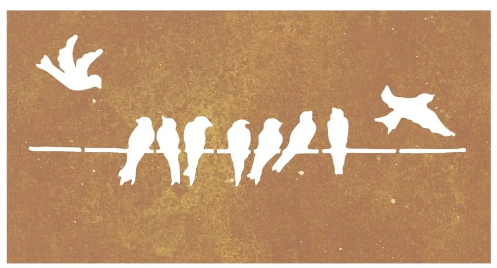 vidaXL Διακοσμητικό Κήπου Επιτοίχιο Σχ. Πουλιά 105x55 εκ Ατσάλι Corten