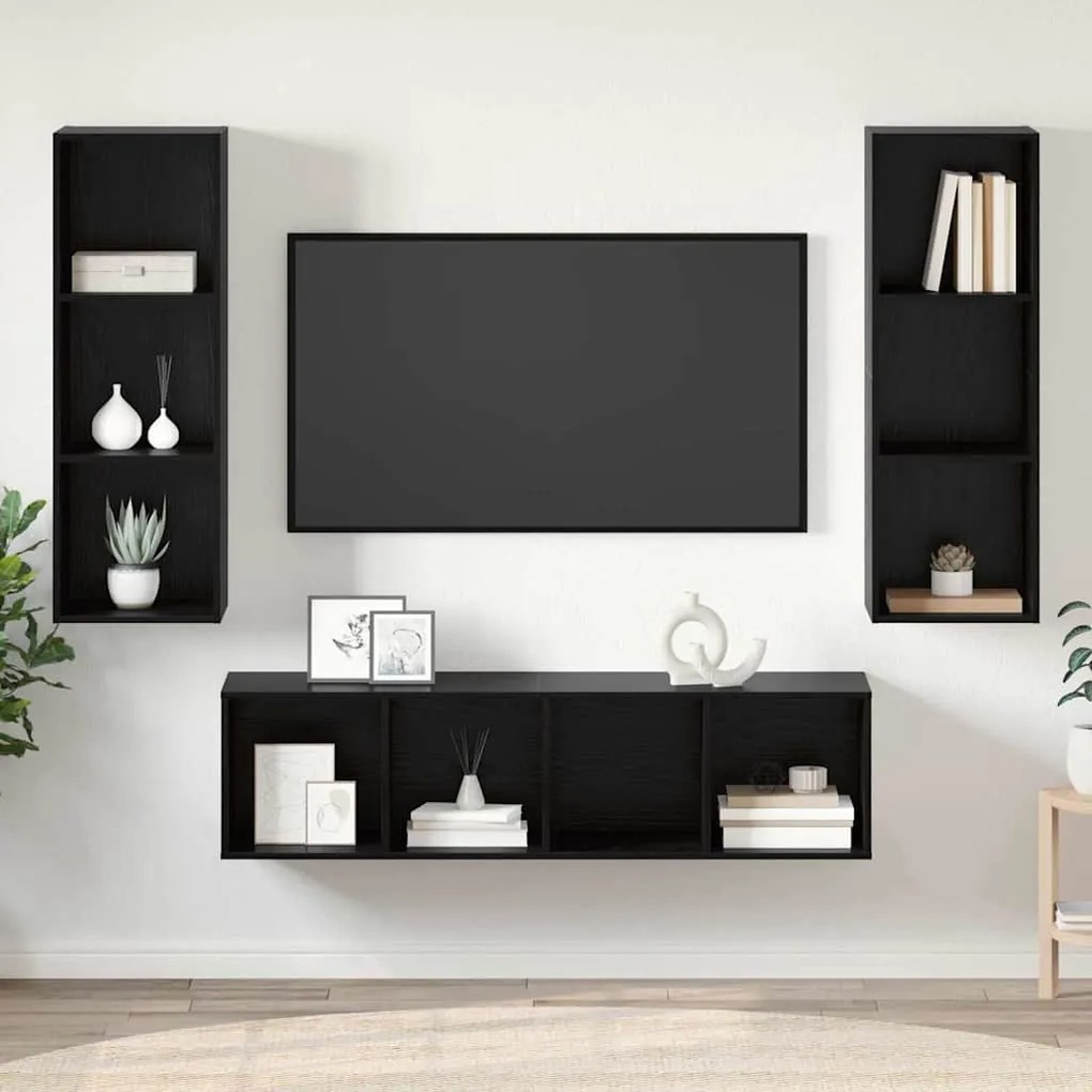 vidaXL Σετ επίπλου τηλεόρασης 3 pcs Μαύρη δρυς 37 x 37 x 142.5 εκ