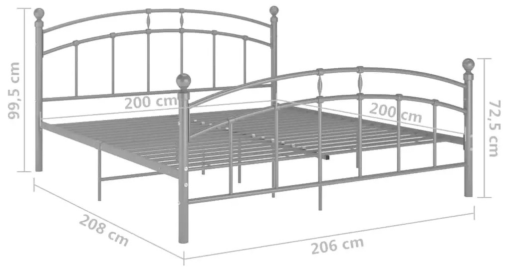 ΠΛΑΙΣΙΟ ΚΡΕΒΑΤΙΟΥ ΓΚΡΙ 200 X 200 ΕΚ. ΜΕΤΑΛΛΙΚΟ 324987