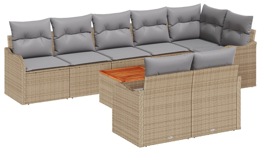 vidaXL Σετ Καναπέ Κήπου 9 pcs Beige, λευκό Μεσαίος-Μεγάλος