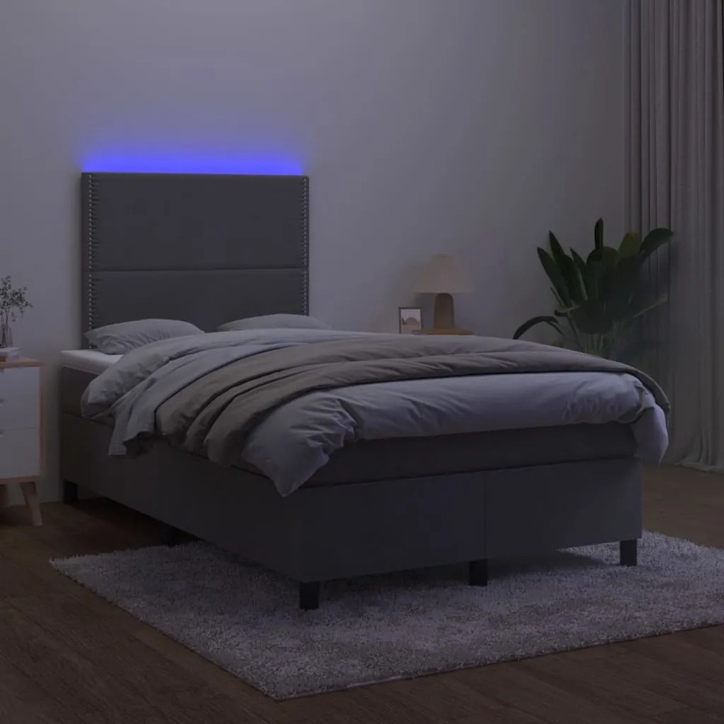 ΚΡΕΒΑΤΙ BOXSPRING ΜΕ ΣΤΡΩΜΑ &amp; LED ΣΚ. ΓΚΡΙ 120X200ΕΚ. ΒΕΛΟΥΔΙΝΟ 3136054