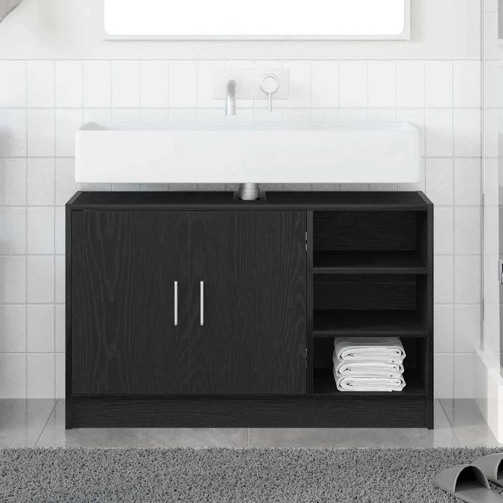 vidaXL Ντουλάπι Νιπτήρα Μαύρη Οξυά 90 x 29 x 55 εκ. Επεξεργασμένο ξύλο