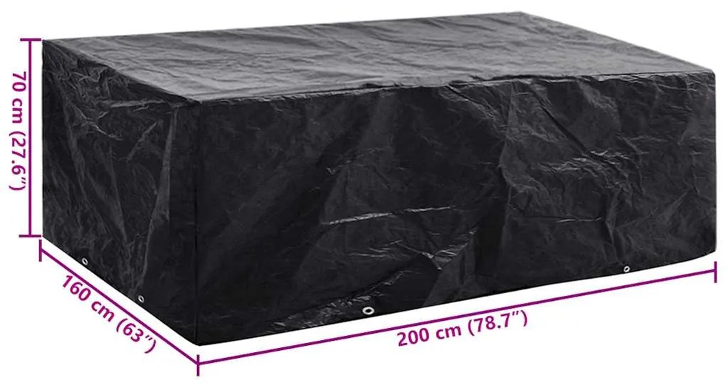 vidaXL Κάλυμμα Επίπλων Κήπου με 8 Κρίκους 200 x 160 x 70 εκ.
