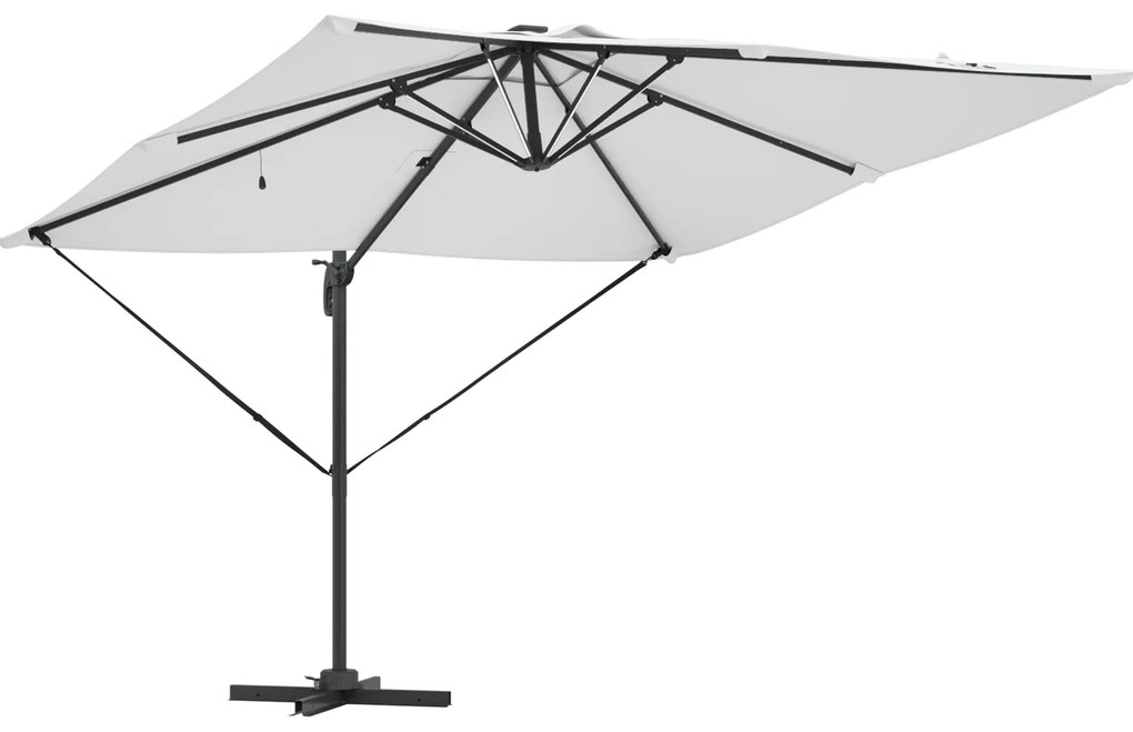 vidaXL Ομπρέλα Roma με LEDs Άμμος 286x285x270 εκ. Αλουμίνιο