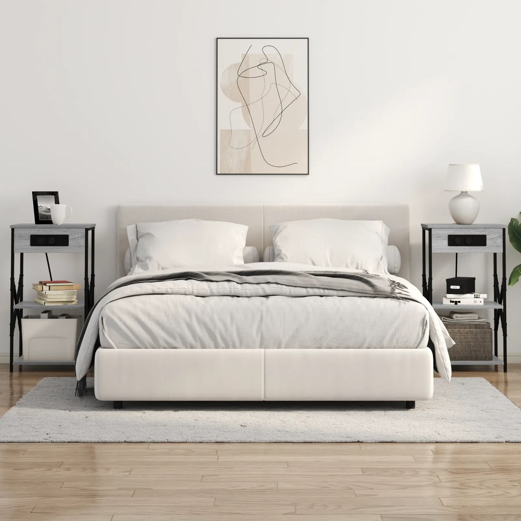 vidaXL Κουτιά Κρεβατοκάμαρας 2 pcs Γκρι sonoma 41 x 31 x 76 εκ.