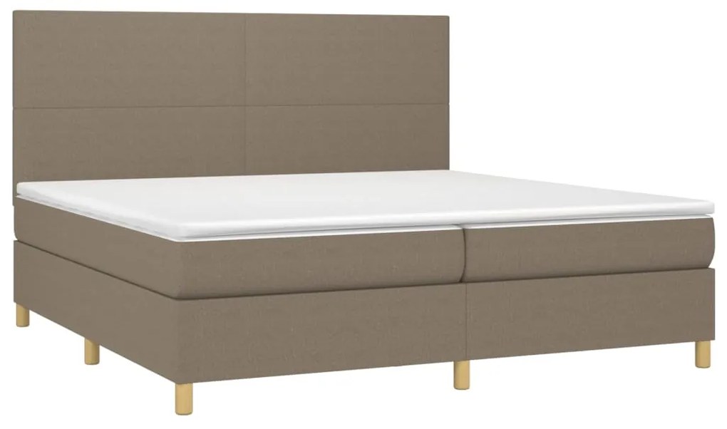 Κρεβάτι Boxspring με Στρώμα Taupe 200x200 εκ. Υφασμάτινο - Μπεζ-Γκρι