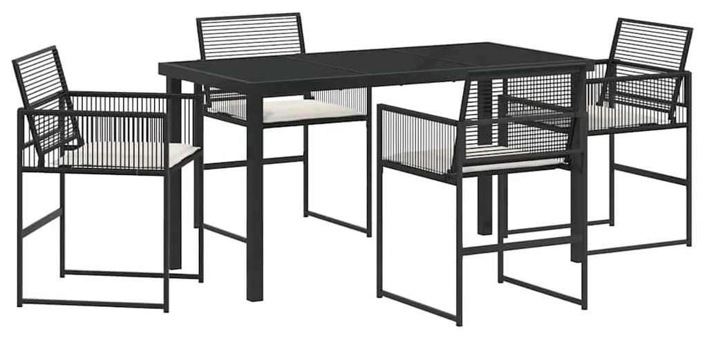 vidaXL Σέτ φαγητού για κήπο 5 pcs Μαύρο Πολυ ράταν