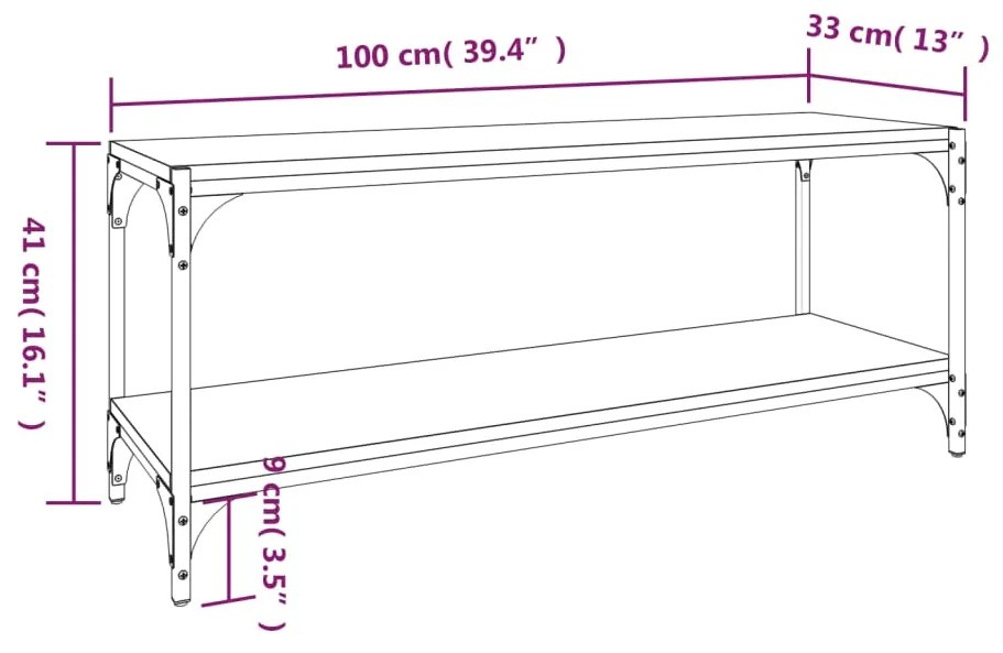 Έπιπλο Τηλεόρασης Μαύρο 100x33x41 εκ. Επεξεργ. Ξύλο &amp; Ατσάλι - Μαύρο