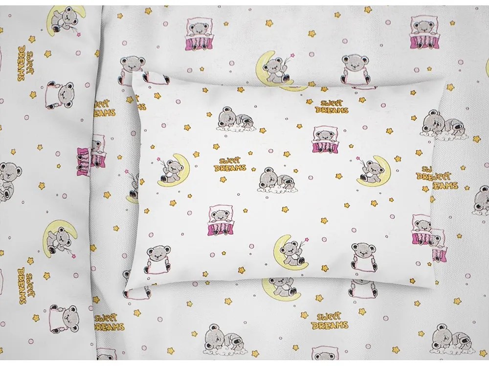 Μαξιλαροθήκη Παιδική Sweet Dreams 553 White-Pink DimCol 50Χ70 100% Βαμβάκι