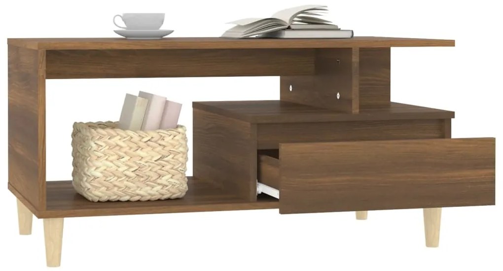 vidaXL Τραπεζάκι Σαλονιού Καφέ Δρυς 90x49x45 εκ. Επεξεργασμ. Ξύλο