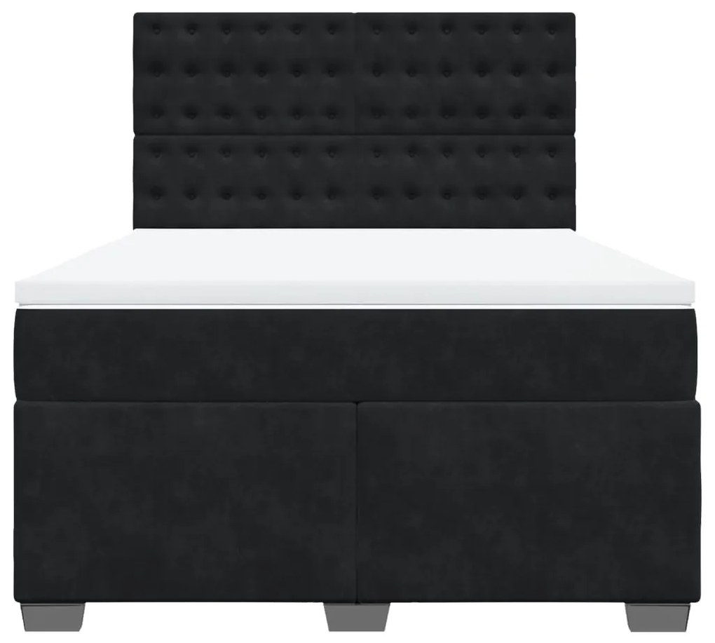 vidaXL Κρεβάτι Boxspring με Στρώμα Μαύρο 140x190 εκ. Βελούδινο