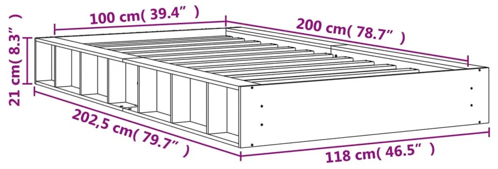 ΠΛΑΙΣΙΟ ΚΡΕΒΑΤΙΟΥ ΚΑΦΕ ΚΕΡΙΟΥ 100X200 ΕΚ. ΑΠΟ ΜΑΣΙΦ ΞΥΛΟ ΠΕΥΚΟΥ 844430