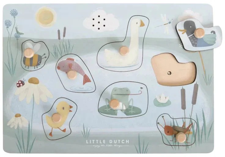 Ξύλινο Παζλ Με 8 Σφηνώματα &amp; Ήχο Little Dutch Little Goose LD4763