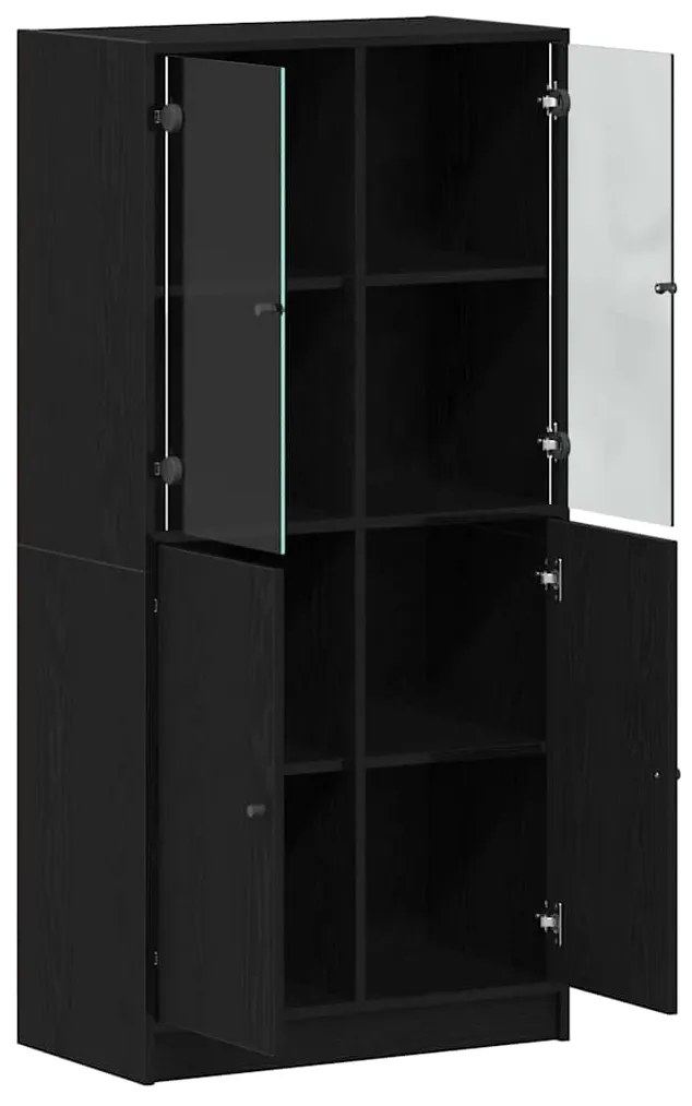 vidaXL Highboard Μαύρο 68 x 37 x 142 εκ Επεξεργασμένο ξύλο