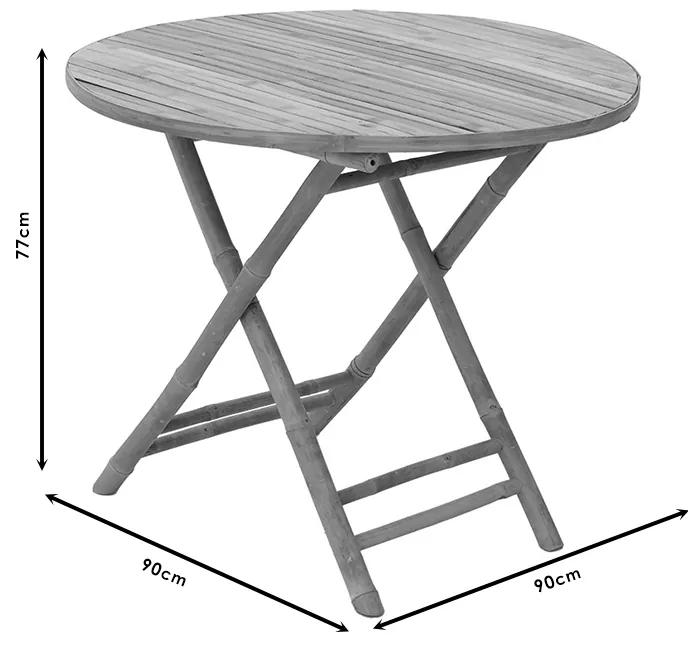 Τραπέζι Obbie pakoworld πτυσσόμενο bamboo φυσικό Φ90x77εκ - Ξύλο - 141-000015
