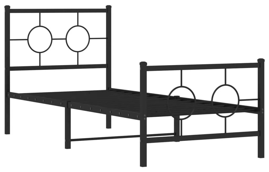 vidaXL Πλαίσιο Κρεβατιού με Κεφαλάρι/Ποδαρικό Μαύρο 80x200 εκ. Μέταλλο