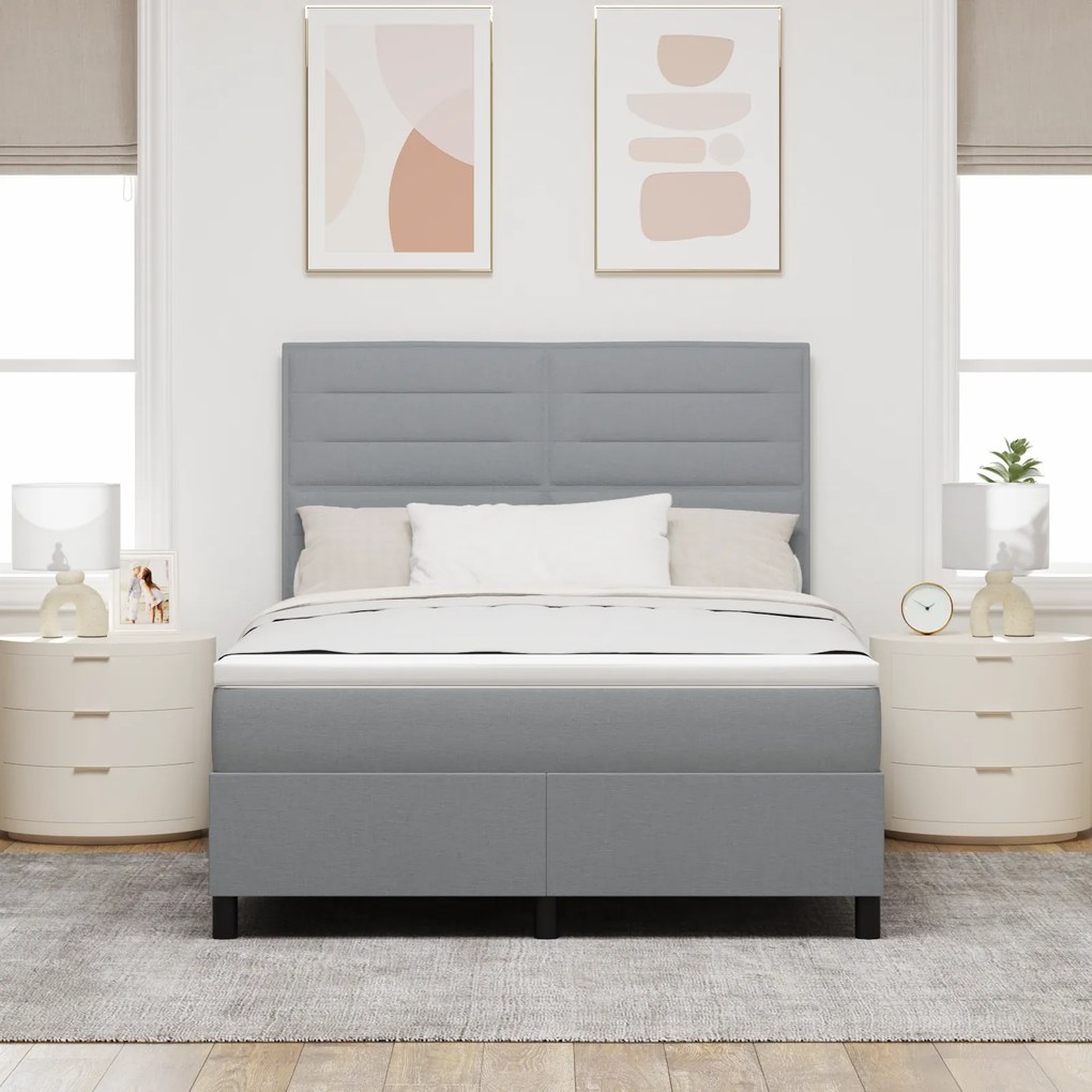 vidaXL Κρεβάτι Box Spring με Στρώμα Ανοιχτό Γκρι 160x200 cm Υφάσματος