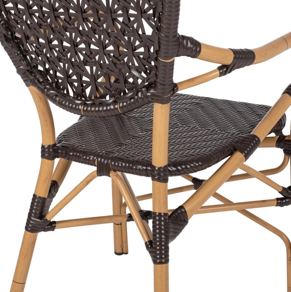 ΠΟΛΥΘΡΟΝΑ ΑΛΟΥΜΙΝΙΟΥ BAMBOO LOOK ΚΑΦΕ ΚΑΙ ΚΑΦΕ PE RATTAN  56x62x95Yεκ.