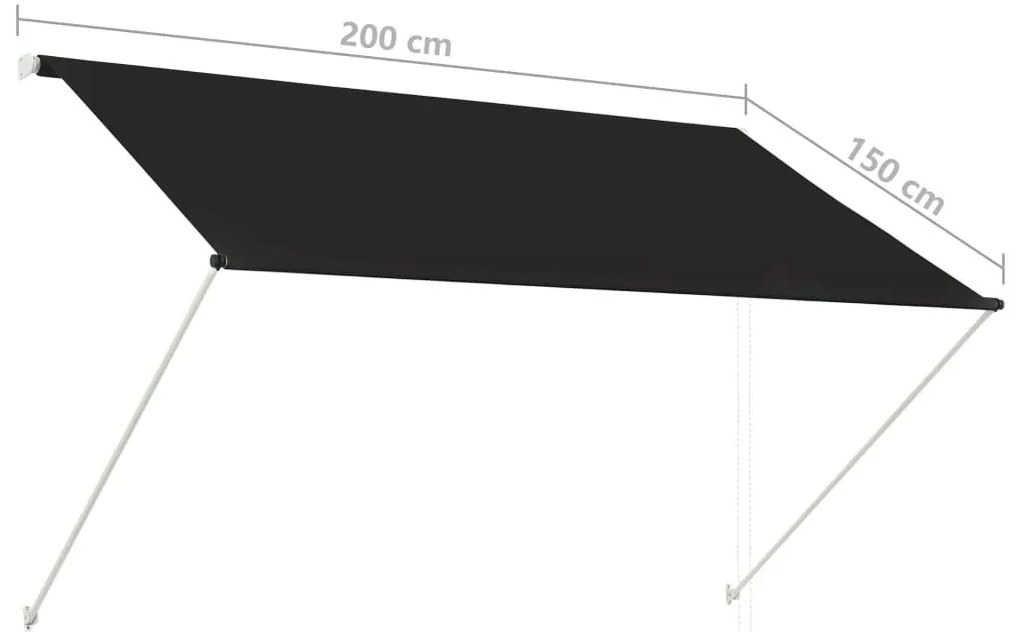 Τέντα Συρόμενη Ανθρακί 200 x 150 εκ. - Ανθρακί