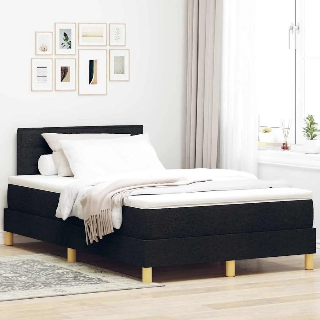 vidaXL Κρεβάτι box spring με στρώμα Μαύρο 120 x 190 cm ύφασμα
