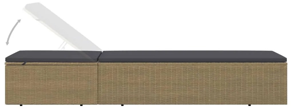 vidaXL Ξαπλώστρα Καφέ / Σκούρο Γκρι από Συνθετικό Ρατάν