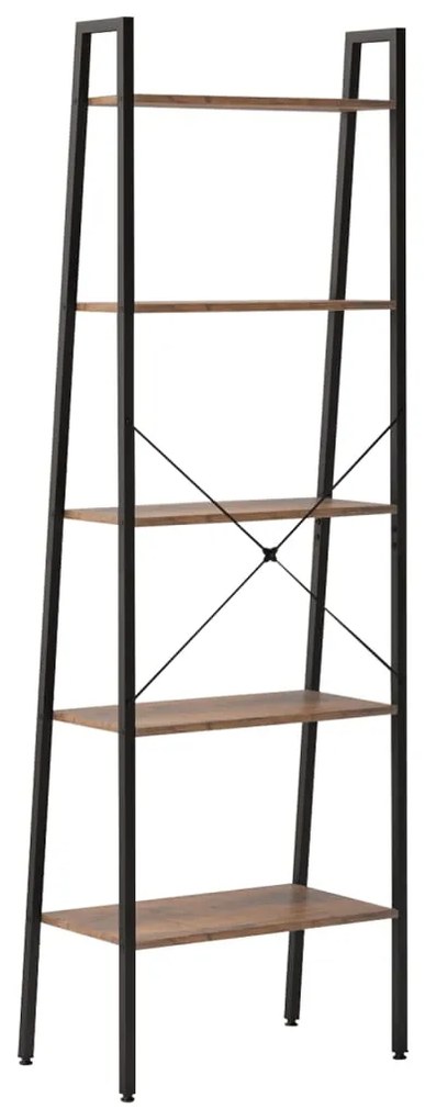 vidaXL Ραφιέρα 5 Επιπέδων Σκούρο Καφέ &amp; Μαύρο 56 x 35 x 174 εκ.