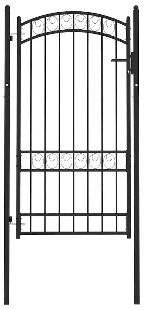 vidaXL Πόρτα Περίφραξης με Αψιδωτή Κορυφή Μαύρη 100x175 εκ. από Ατσάλι