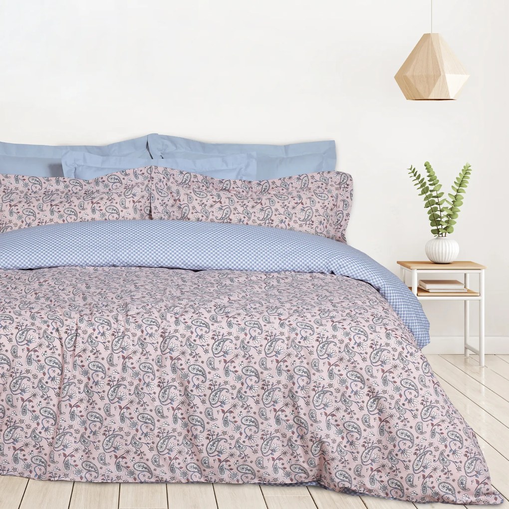 Σετ Σεντόνια Polycotton Μονά Με Λάστιχο 120x200+35εκ. Casual 5427 Σομόν-Λευκό Das Home