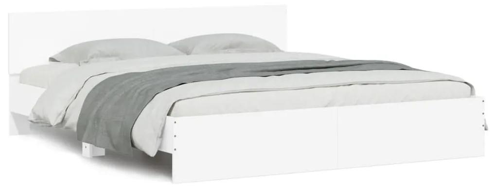 Πλαίσιο Κρεβατιού με Κεφαλάρι/LED Λευκό 180x200 εκ - Λευκό