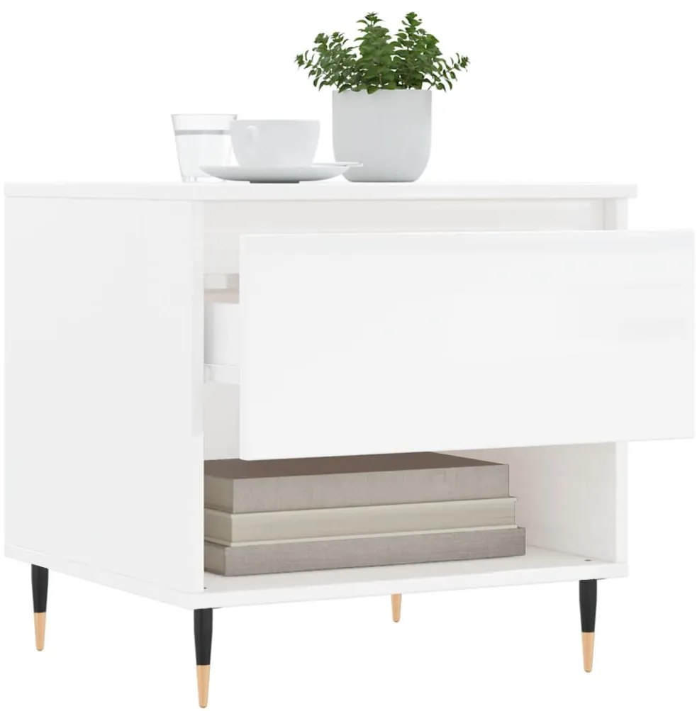 vidaXL Τραπεζάκια Σαλονιού 2 τεμ. Γυαλ. Λευκό 50x46x50 εκ. Επεξ. Ξύλο
