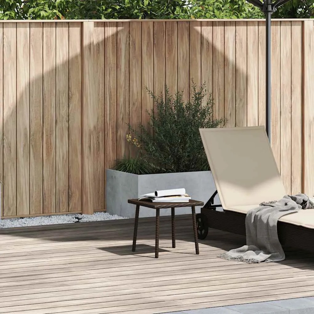 vidaXL Κήπος Τραπέζι καφέ ορθογώνιο καφέ 40x40x37 cm Poly Rattan