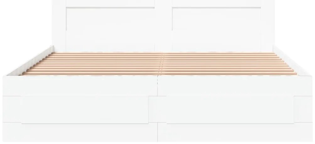 vidaXL Πλαίσιο Κρεβατιού με Κεφαλάρι Λευκό 150x200 εκ Επεξεργ. Ξύλο