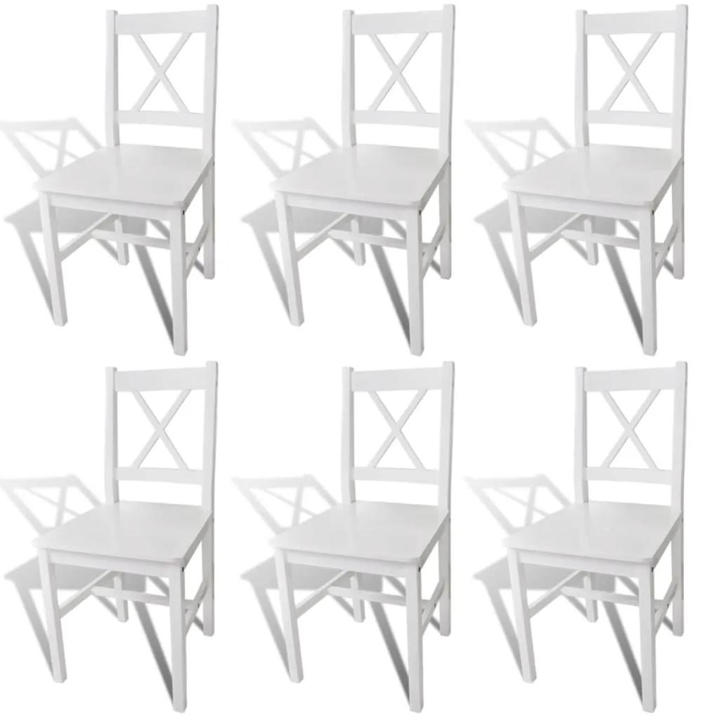 Καρέκλες Τραπεζαρίας 6 τεμ. Λευκές από Ξύλο Πεύκου