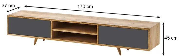 Έπιπλο τηλεόρασης Serine Megapap χρώμα sapphire oak - ανθρακί 170x37x45εκ.